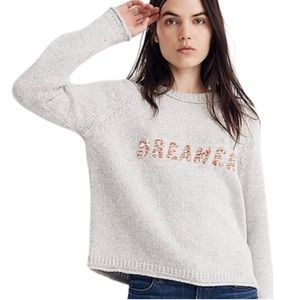 *MADEWELL* Grey Dreamer Embroidered Keaton Pullover Sweater